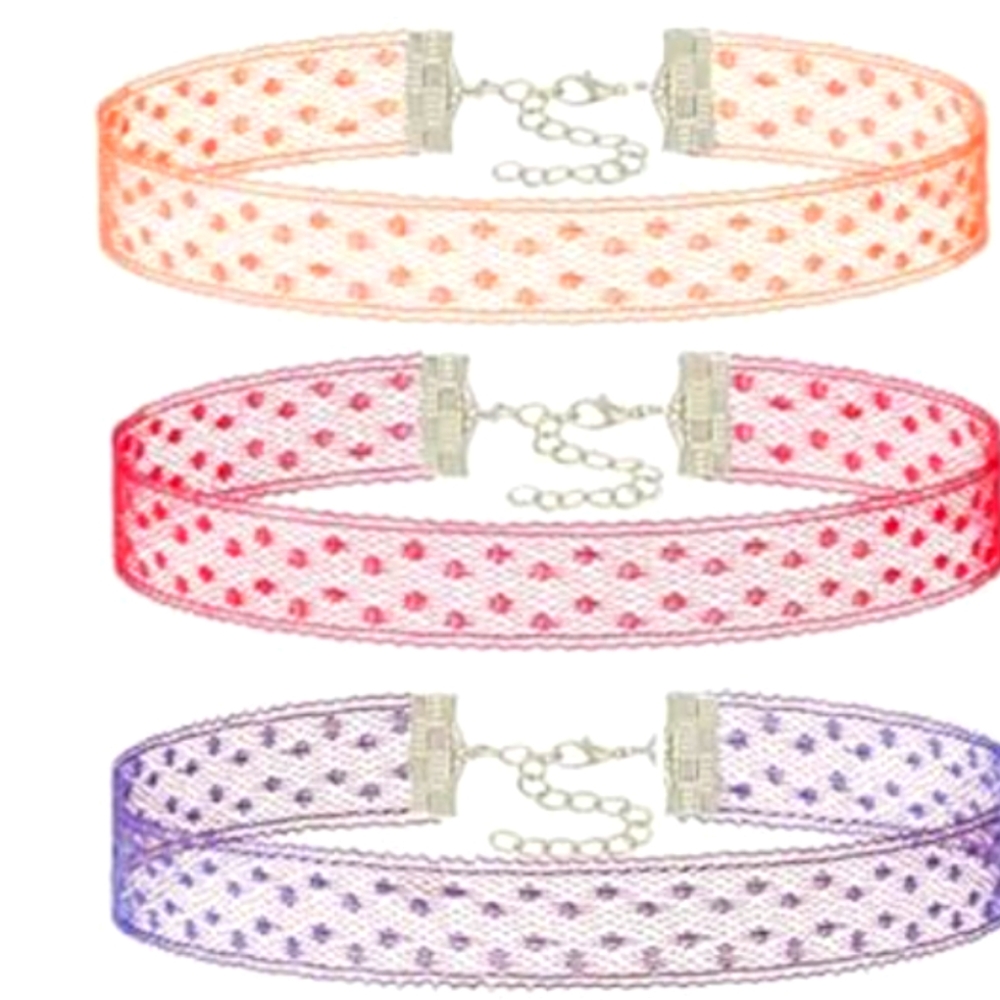3 choker necklaces 🩷🧡💜